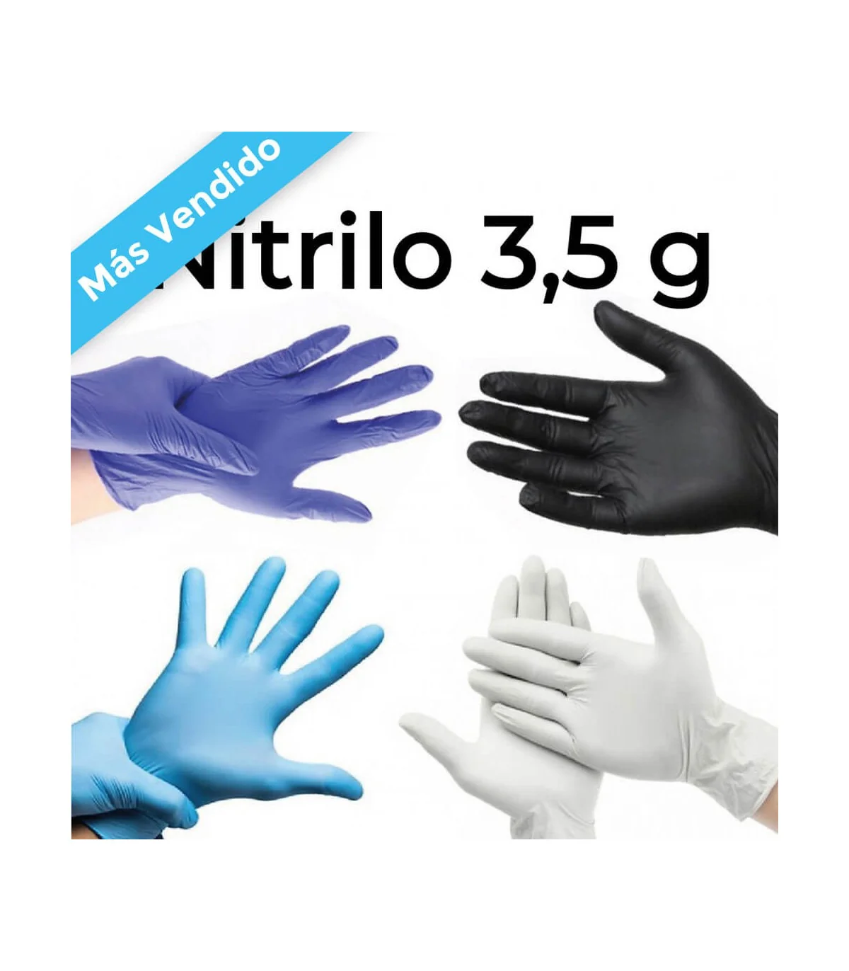 Guantes de Nitrilo Antivírico muchos colores 3,5g | Pack con 100 Uds.