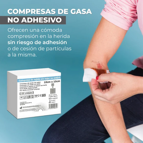 Gasas No Estériles 10x10 cm | Pack con 100 Uds.