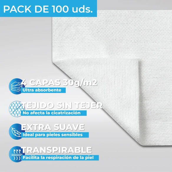 Gasas No Estériles 10x10 cm | Pack con 100 Uds.