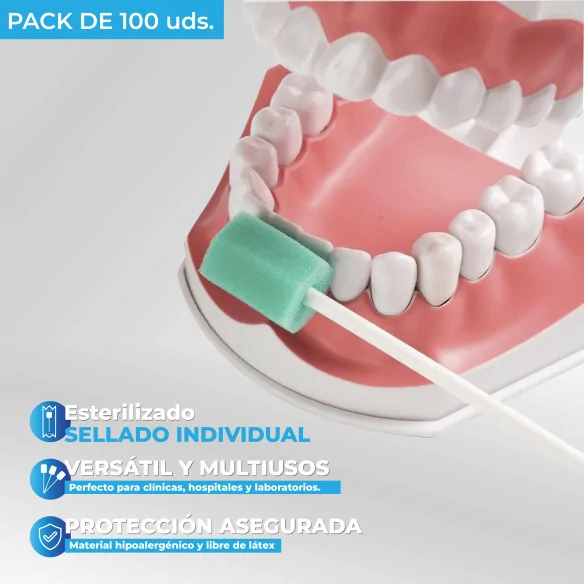 Hisopos Bucales Estériles 14,5 cm x 1,8 cm | Pack con 100 Uds.