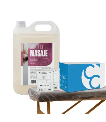 Pack Aceite de Masaje 5 Litros Romero + 20 Sabanillas 80x210