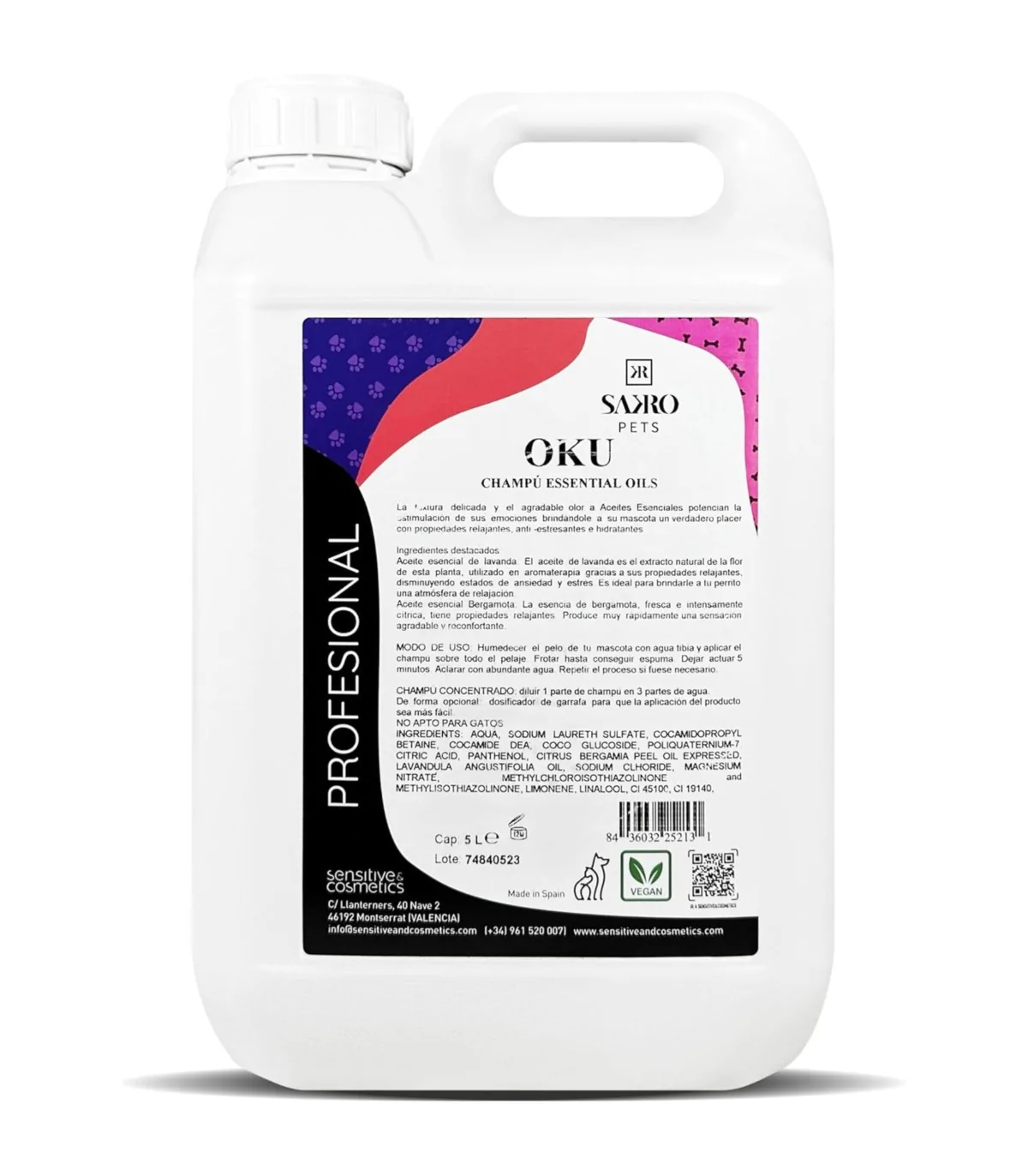 Champú Mascotas Aceites Esenciales OKU 5L