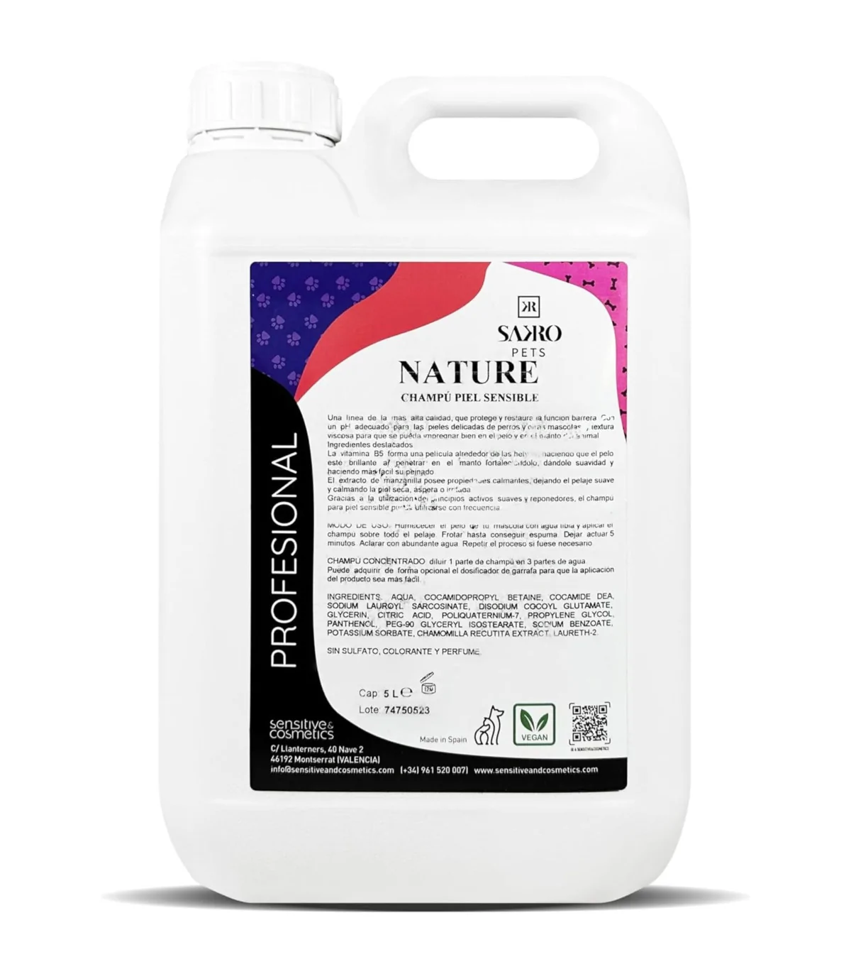 Champú Mascotas Especial Piel Sensible 5L