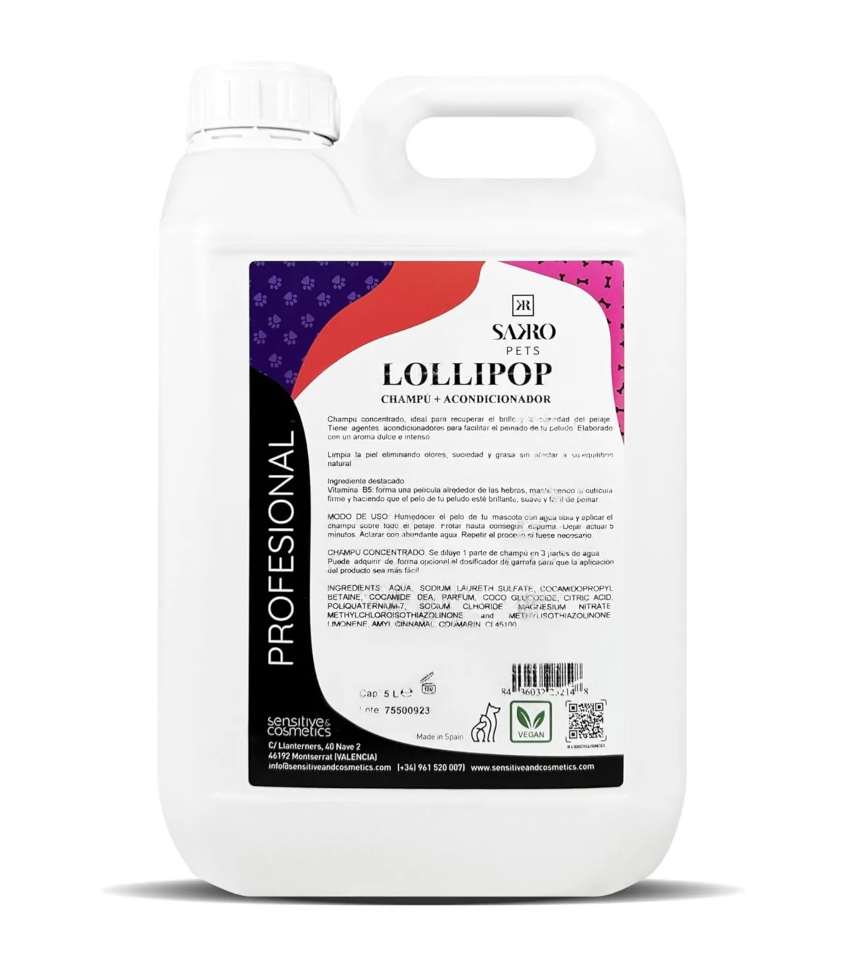 Champú con Acondicionador Mascotas Lollypop 5L