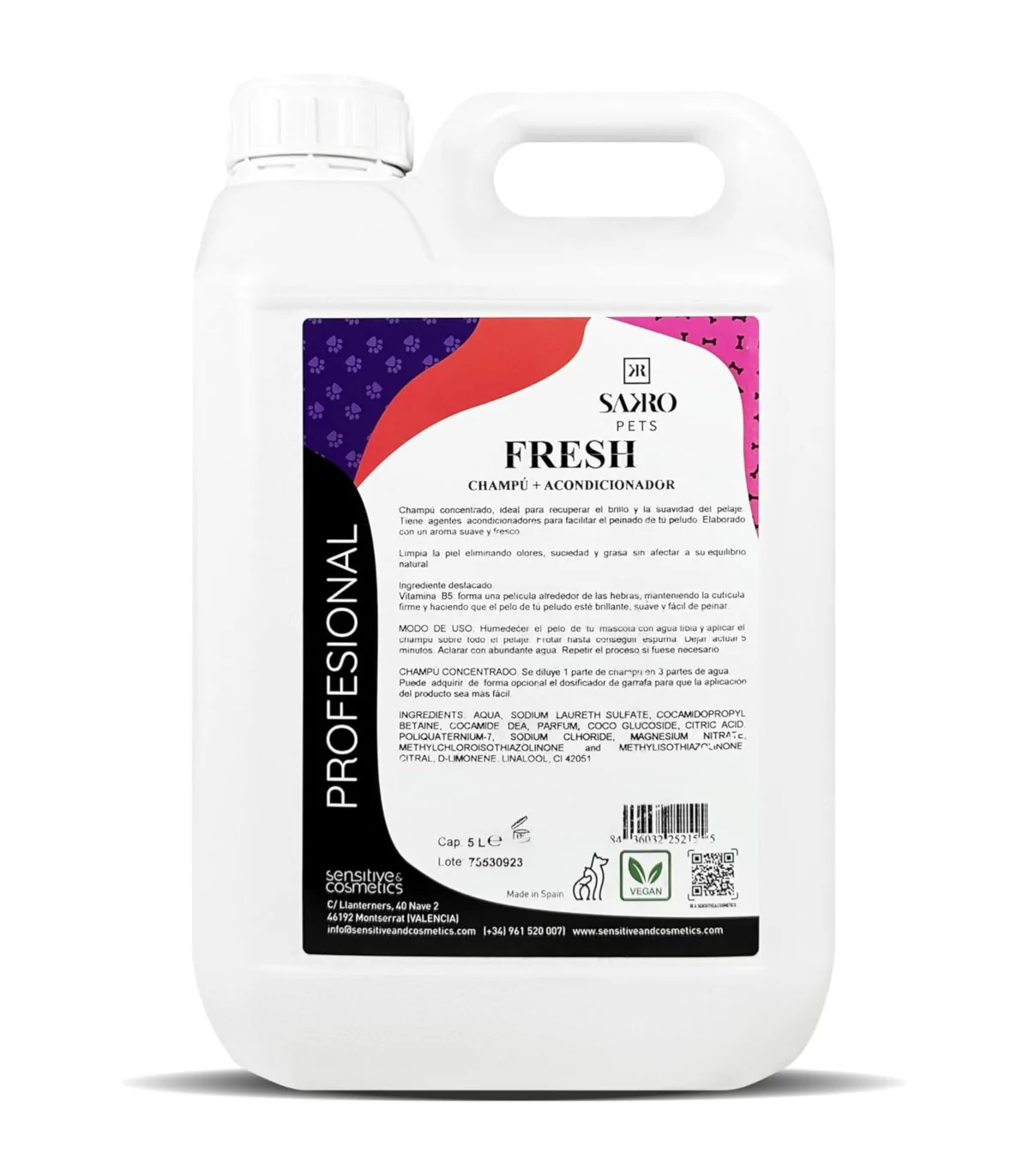 Champú con Acondicionador Mascotas Fresh 5L