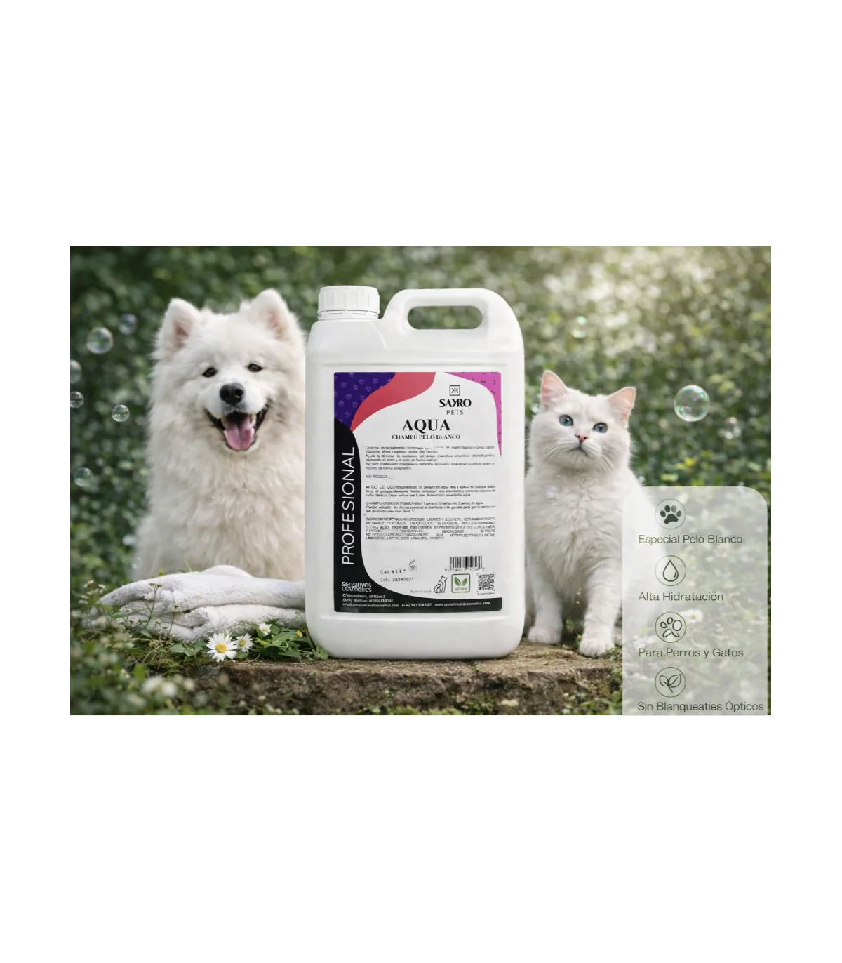 Champú Mascotas Especial Pelo Blanco AQUA 5L