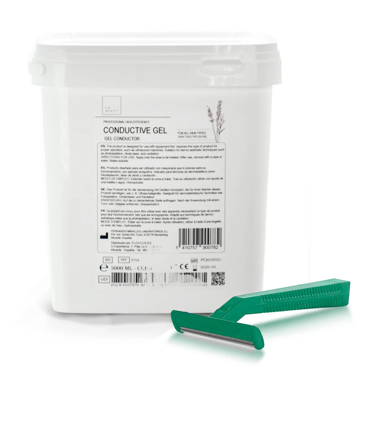 Pack gel conductor 5l cubo mas cuchillas rasuradoras 2 hojas 100 uds