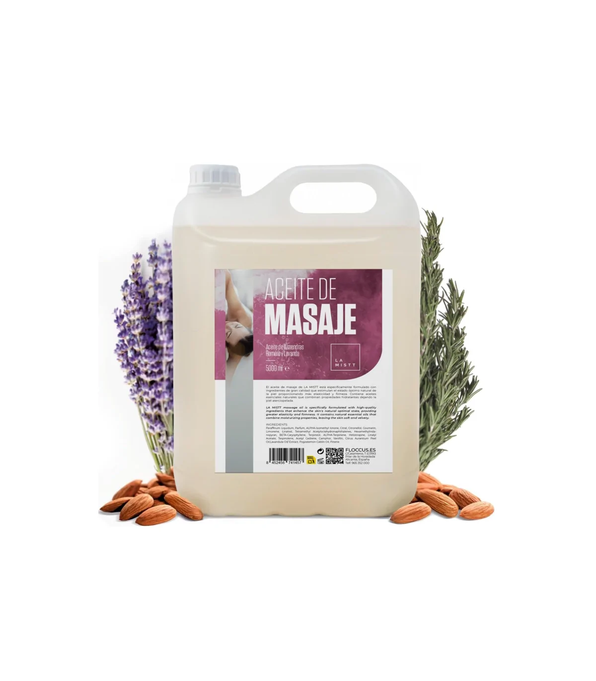 Aceite de Masaje de Almendras, Romero y Lavanda 1L La Mistt