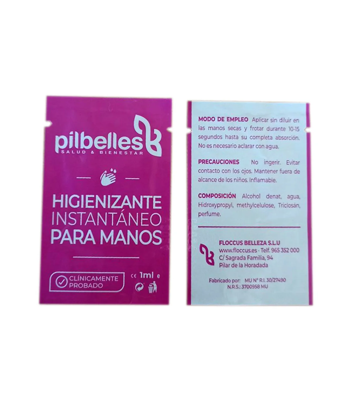 011 Gel Hidroalcohólico Monodosis 1 mL PILBELLES